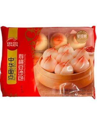 Sanquan Peach Shaped Sweet Red Bean Paste Bun 12 stk.