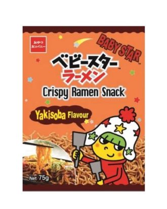 Baby Star Crispy Ramen Snack Yakisoba Flavour Hosomen 70 g.