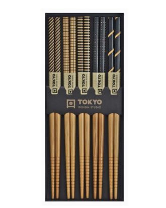 Spisepinde Sæt Sorte Striber DJ Tokyo Design Studio 5 par