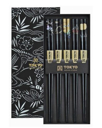 Spisepinde Sorte i Træmønster Tokyo Design Studio 5 par