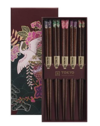 Spisepinde Sæt Træ Mørk med mønster Tokyo Design Studio 5 par