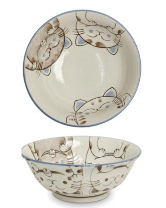Japansk Ramen Bowl Three Cats Blue Ø20,5 cm.