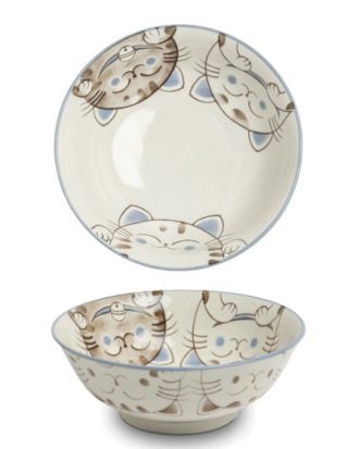 Japansk Ramen Bowl Three Cats Blue Ø19,5 cm.