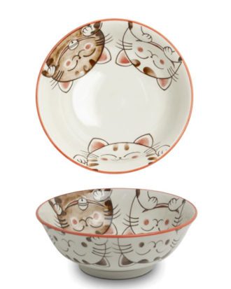 Japansk Ramen Bowl Three Cats Red Ø19,5 cm.