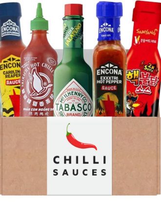 Chili Sauce Smagekasse - Op til 5 mest populære chili saucer