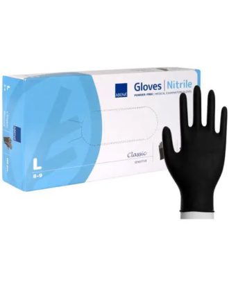Nitrilhandsker sorte ABENA Classic Sensitive L pudderfri - 100 stk