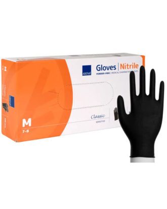 Nitrilhandsker sorte ABENA Classic Sensitive M pudderfri - 100 stk