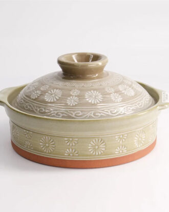 Donabe Earthen Casserole Mishima 18 cm.