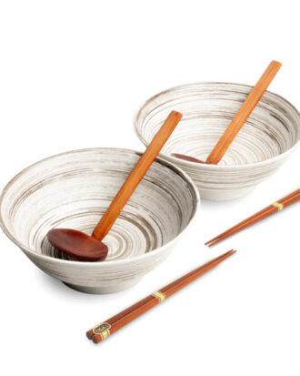 Ramen bowl Set Japanese Uzu White 6 dele Ø22 cm.