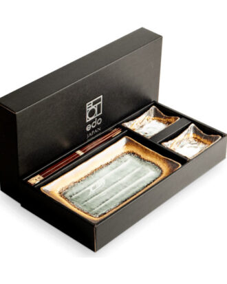 Sushi sæt brun 22x12,5 cm – Japansk sæt i keramik til 2 pers.