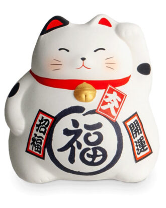 Small White Money Box Lucky Cat 8,5x8 * H9 cm.