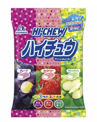 Morinaga Hi Chew Frugtkaramel Drue & Jordbær & Grøn Æble 86 g.