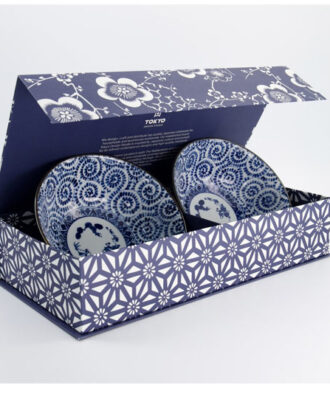 Ramen Bowl gavesæt 2 stk blå – Japanske skåle 1100 ml