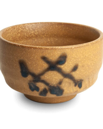 Matcha Bowl Ø12 cm – Brun Matcha Skål med Blomsterdesign