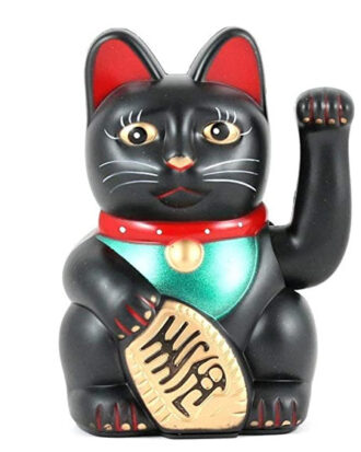 Sort Money Lykkekat 15 cm | Vinkende Maneki-neko
