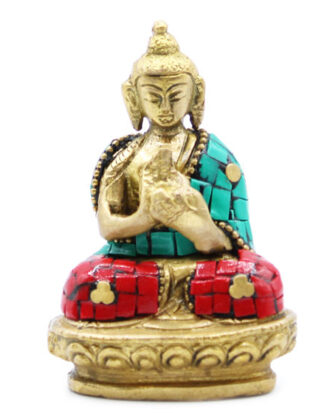 Buddha figur i messing – Velsignelse | Lille statue 7,5 cm