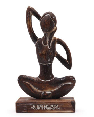 Wooden Yoga Lady – Cow Face Pose | Antik yogaskulptur i træ
