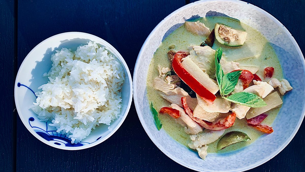 kylling i grøn karry