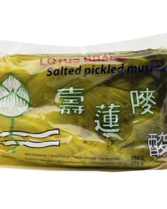 Lotus Brand saltede og syltede mustard (syrlig) 350 g.