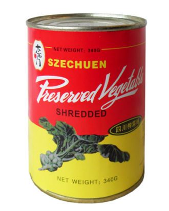 Szechuen konserverede sennepskål i strips 340 g.