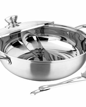 Ægte hot pot gryde med glaslåg 28 cm