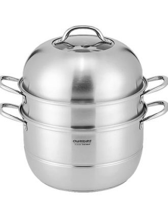 Steamer i rustfrit stål 3 lag 30 cm (gas)