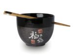 Soba bowl Japansk med Grå Fu Mønster Ø13 cm