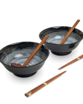 Ramen bowl Set Japanese Kuro 6 dele Ø22 cm.