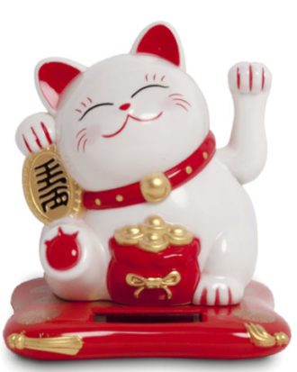 Lykkekat Maneki Neko Solenergi 10,5 cm.