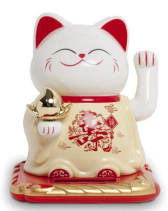 Lykkekat Maneki Neko Kejser Shou Solenergi 10,5 cm.