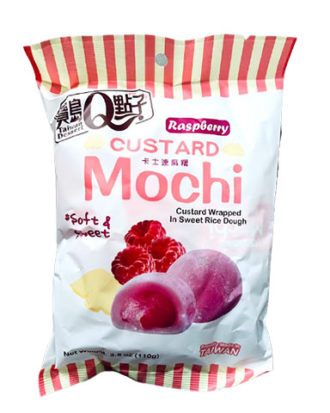 Q Custard Mochi Raspberry (Hindbær) 110 g.