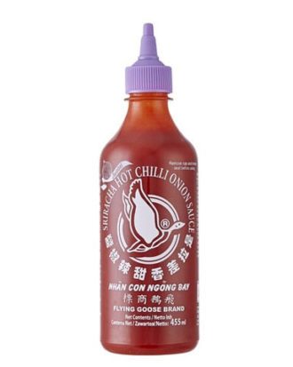Sriracha chili sauce m. løg 455 ml.